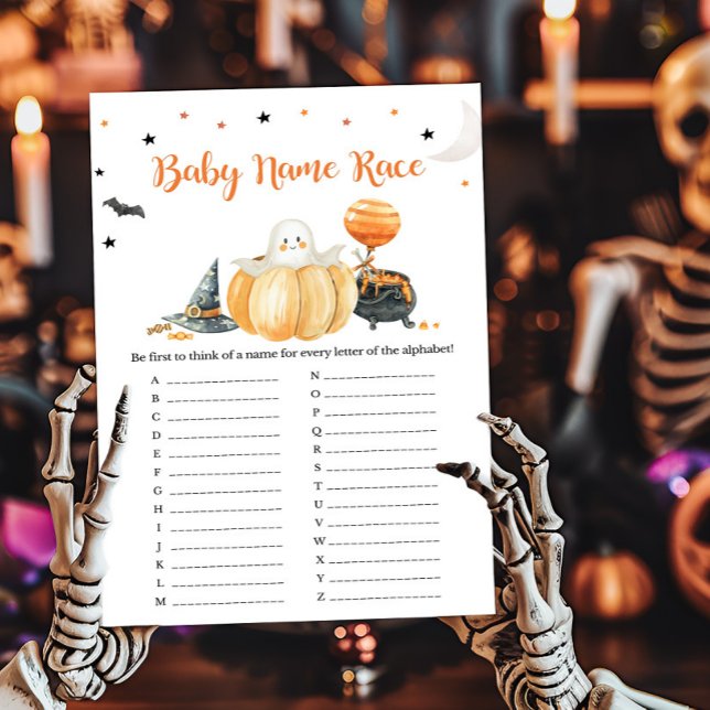 Jogo de Raça do Pequeno Boo Pumpkin Halloween (Pumpkin Halloween Baby Shower Baby Name Race Game)