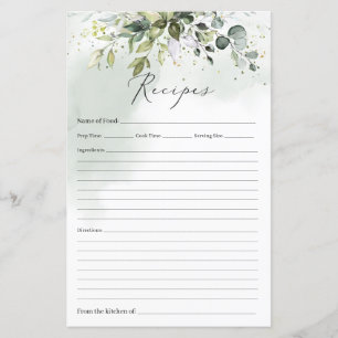 Jogo de receita de ouro foliar Boho Eucalyptus gre