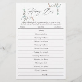 Jogo de Tarefas de Noiva de Greenery Rústico de In