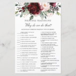 Jogo de Tradição Floral de Casamento Burgundy Blus<br><div class="desc">Basta pressionar o botão personalizar para editar textos,  reorganizar e formatar o estilo e o posicionamento dos textos. Itens correspondentes disponíveis no repositório! Tecla de Resposta: 1.L 2.P 3.E 4.N 5.B 6.A 7.G 8.M 9.O 10.H 11.D 12.C 13.J 14.K 15.F 16.R 17.I 18.Q (c) O Feliz Cat Studio.</div>