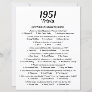 Jogo de trivia de 1951   Jogo de festa de aniversá
