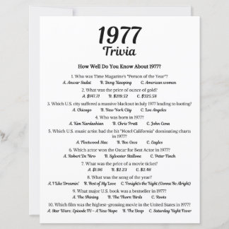 Jogo de Trivia de 1977 | Jogo de Festa de Aniversá