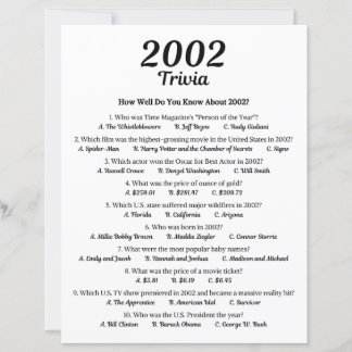 Jogo de Trivia de 2002 | Jogo de Aniversário de 24