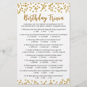 Jogo de Trivia de Aniversário com Respostas Festa
