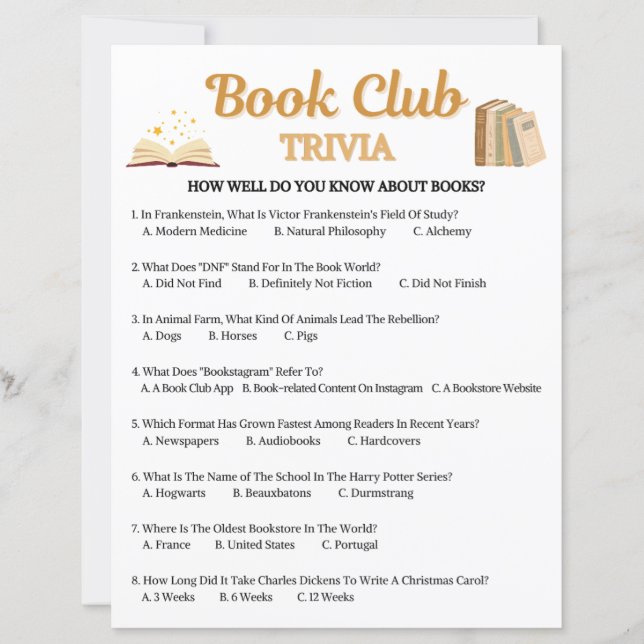 Jogo de Trivia de Clube do Livro (Frente)