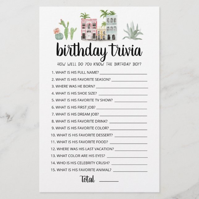 Jogo de Trivia Quão Bem Você Conhece o Aniversaria (Frente)