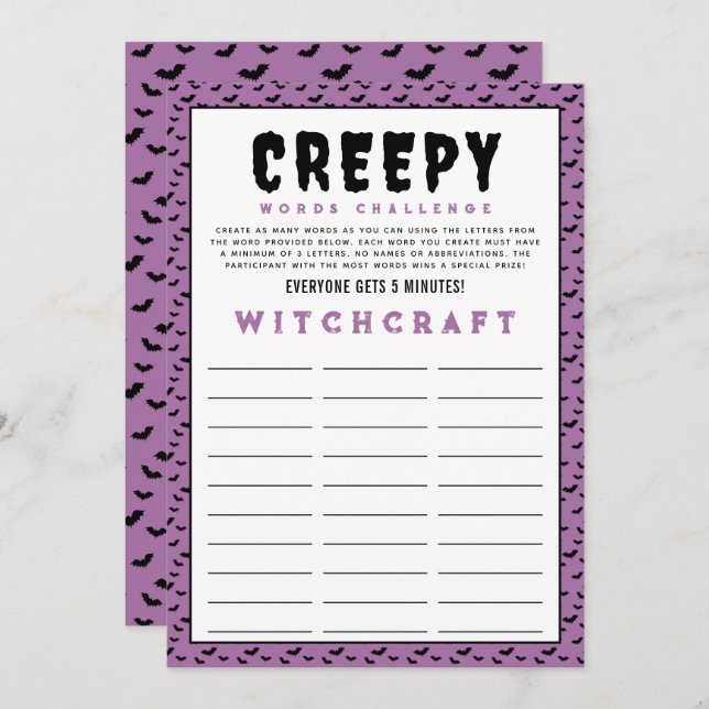 Jogo Desafio das Palavras do Halloween | Jogos no  (Frente/Verso)