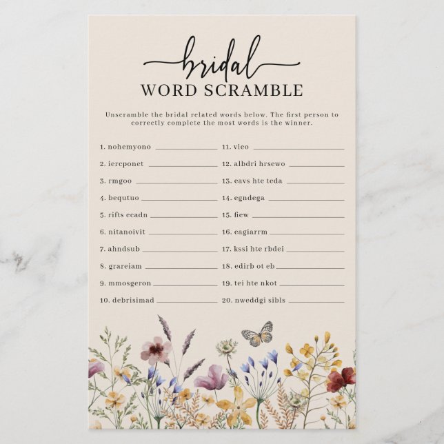 Jogo do Bridal Word Scramble (Frente)