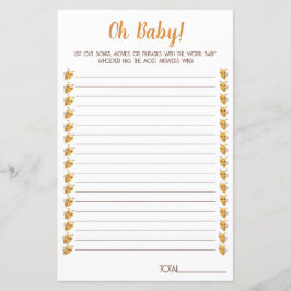 Jogo do Chá de fraldas das abelhas. Filmes, cançõe