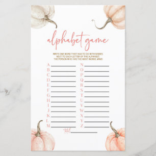 Jogo do Chá de fraldas do Alfabeto Pumpkins Rosa Q