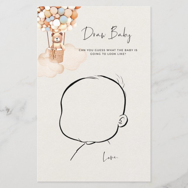 Jogo do Chá de fraldas do urso - Desenhar (Frente)