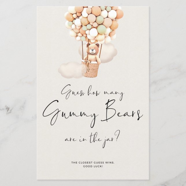 Jogo do Chá de fraldas do Urso - Quantos Ursos no  (Frente)