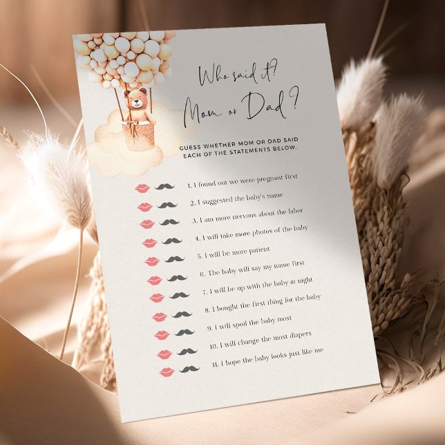 Jogo do Chá de fraldas do Urso que Disse Mãe ou Pa (Criador carregado)