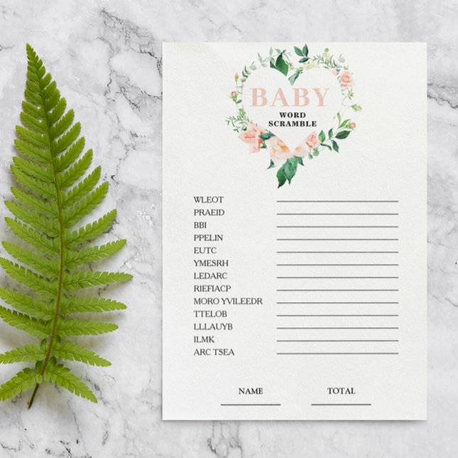 Jogo do Chá de fraldas Peach Floral Scramble (Criador carregado)