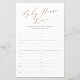 Jogo do Chá de fraldas Race de Nome da Caligrafia 