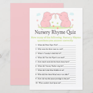 Jogo do chá de fraldas Rhyme Quiz Rhyme para o Enf