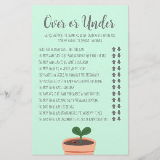 Jogo do chá de fraldas sobre ou sob o folheto