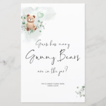 Jogo do Chá de fraldas Urso - Adivinhe Quantos