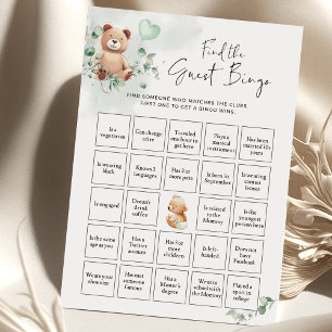 Jogo do Chá de fraldas Urso - Encontre o BINGO Con