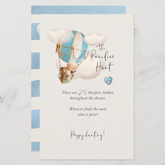 Jogo do Chá de fraldas Urso - Sinal de Caça Pacifi (Frente/Verso)