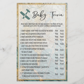 Jogo do Chá de fraldas viagem Baby Trivia