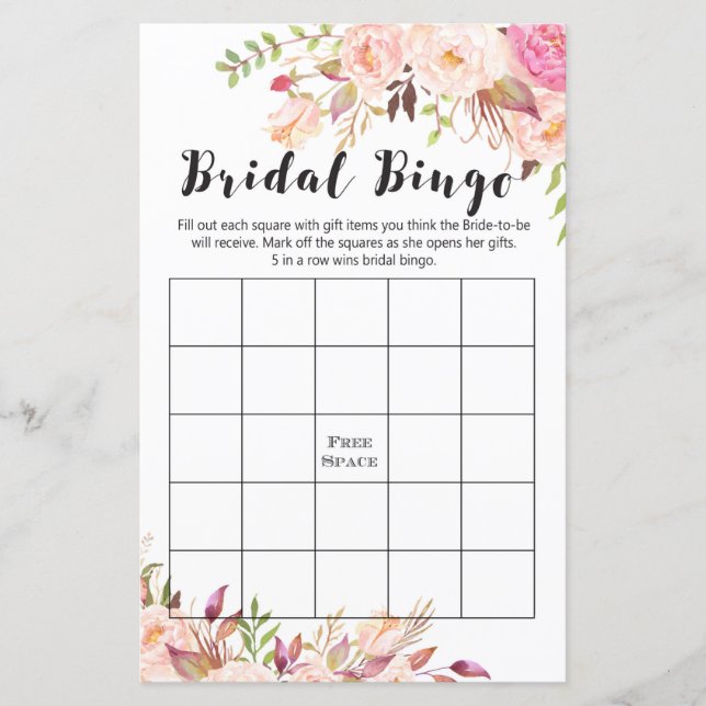 Jogo do Chá de panela Boho - Bingo Bridal (Frente)
