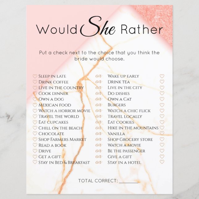 Jogo do chá de panela Ela Preferencialmente Mármor (Frente)