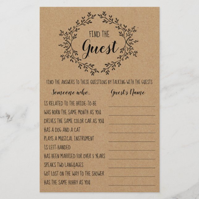 Jogo do chá de panela Encontre o Cartão Convidado (Frente)