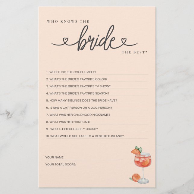 Jogo do chá de panela que conhece a noiva do melho (Frente)