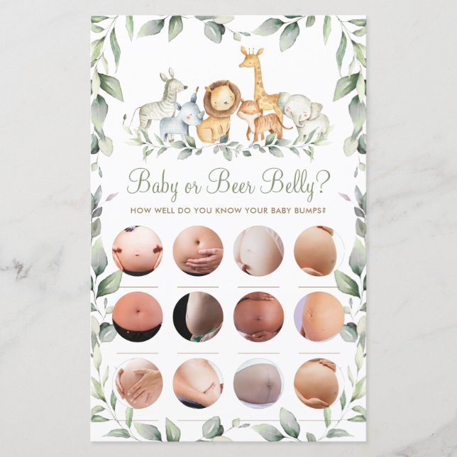 Jogo do Chá Diversão de Animais Selvagens Bebê ou  (Frente)