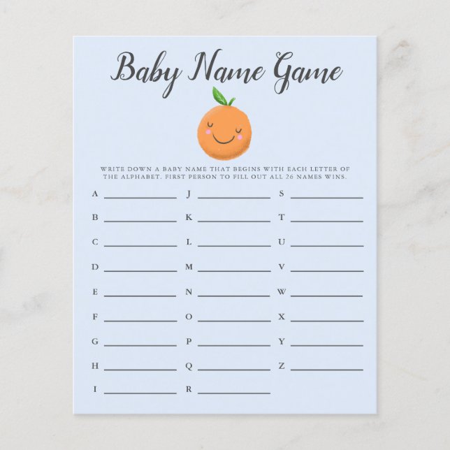 Jogo do Chá do Nome do Bebê Azul Pequeno (Frente)