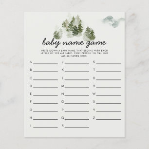 Jogo do Chá do Nome do Bebê da Woodland de inverno