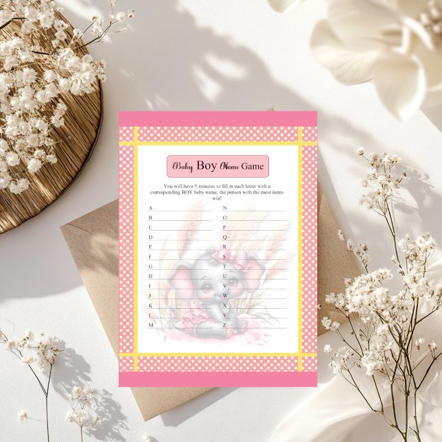 Jogo do nome do bebê elefante-rosa doce (Criador carregado)