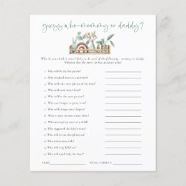 Jogo do Orçamento Adivinha Quem Mãe Pai Chá de fra