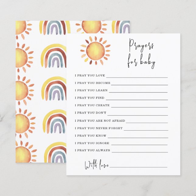 Jogo do Partido Sunshine | oração para o bebê (Frente/Verso)