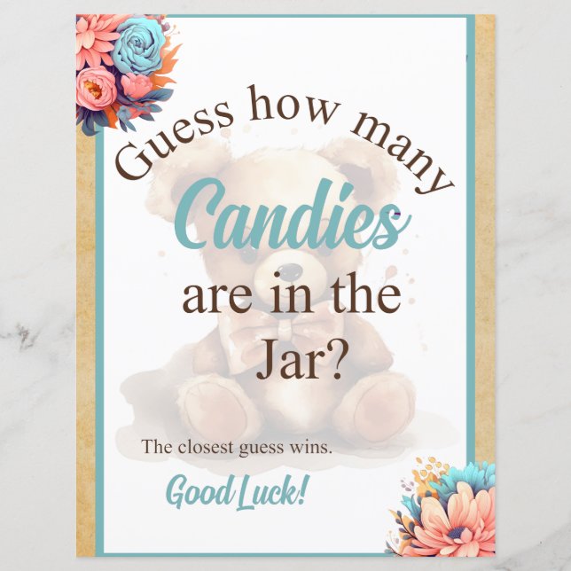 Jogo do Pote de doces do Chá de fraldas do Urso Az (Frente)