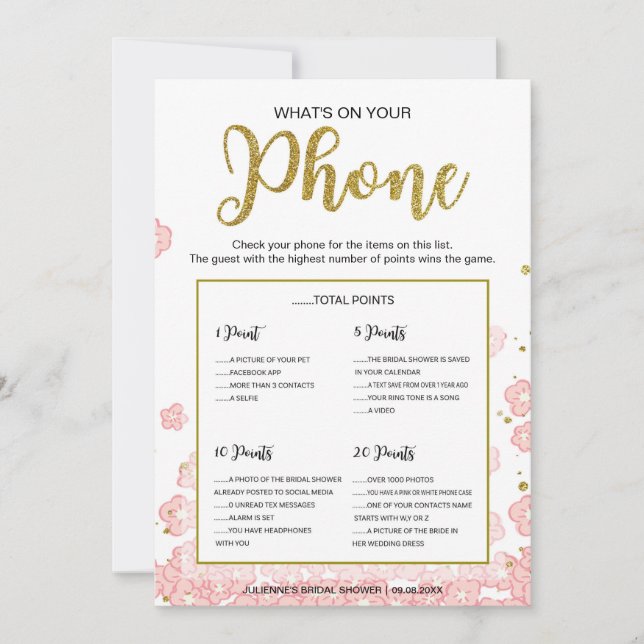 Jogo do Que Está no Seu Telefone | Brilho Rosa e D (Frente)