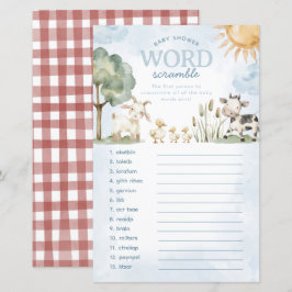 Jogo do Word Scramble do Chá de fraldas fazenda