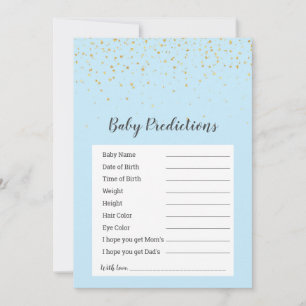 Jogo Dourado Confetti Blue Chá "Baby Predictions"