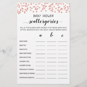 Jogo editável Baby Shower Scattergories para festa