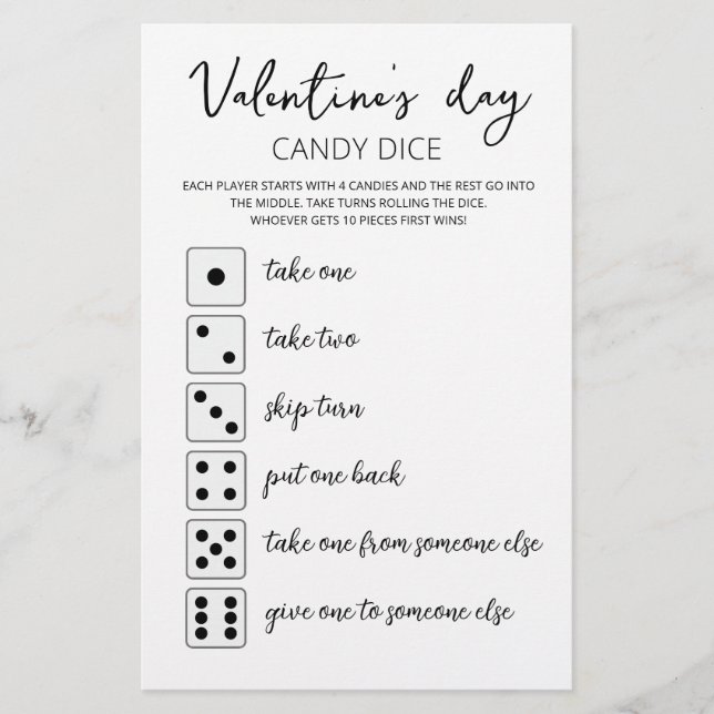 Jogo editável Candy Dice para festa do dia dos nam (Frente)