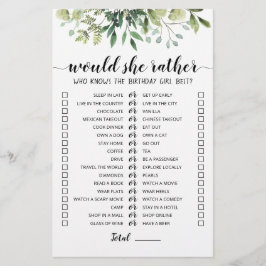 Jogo editável de Aniversário Would She Rather