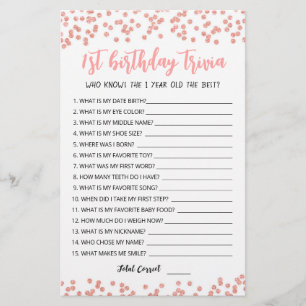jogo editável do primeiro aniversario Trivia