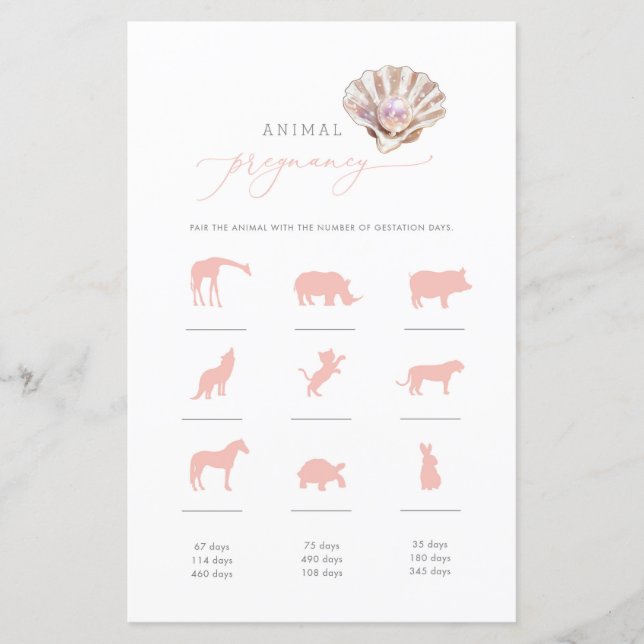 Jogo Elegante De Gravidez Animal (Frente)