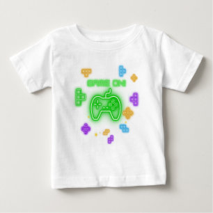 Jogo em T-Shirt de jogador verde, azul e amarelo n