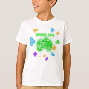 Jogo em T-Shirt de jogador verde, azul e amarelo n