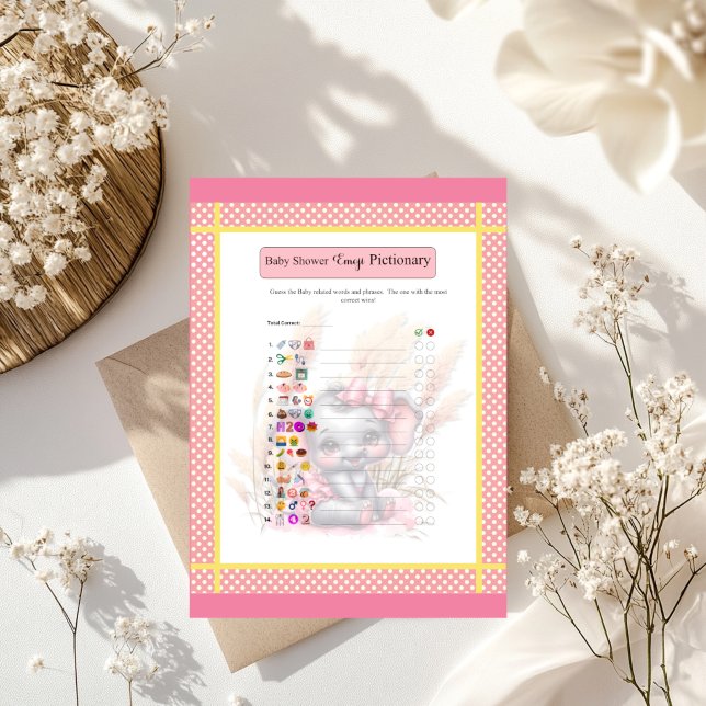 Jogo Emoji do Chá de fraldas Elefante Rosa Doce (Criador carregado)