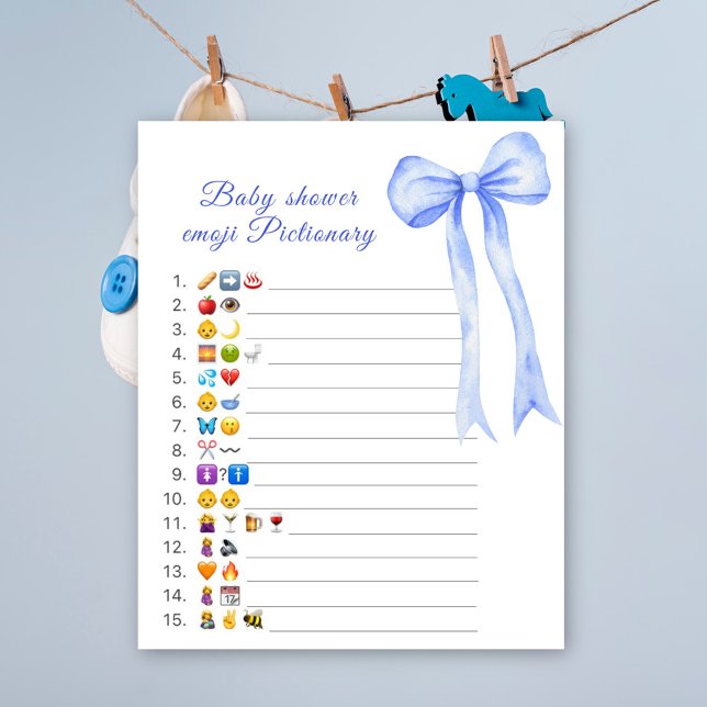 jogo emoji Pictionary chá de fraldas azul (Criador carregado)