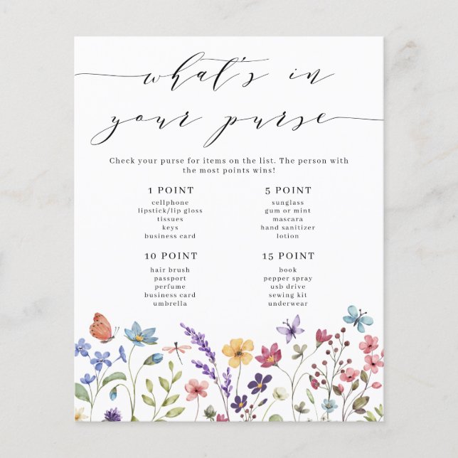 Jogo Floral Primavera Verão O que está na sua Bols (Frente)