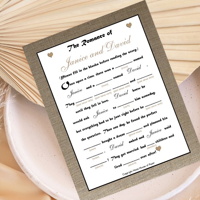 Jogo Libs de Casamento de chá de panela - Burlap (Criador carregado)